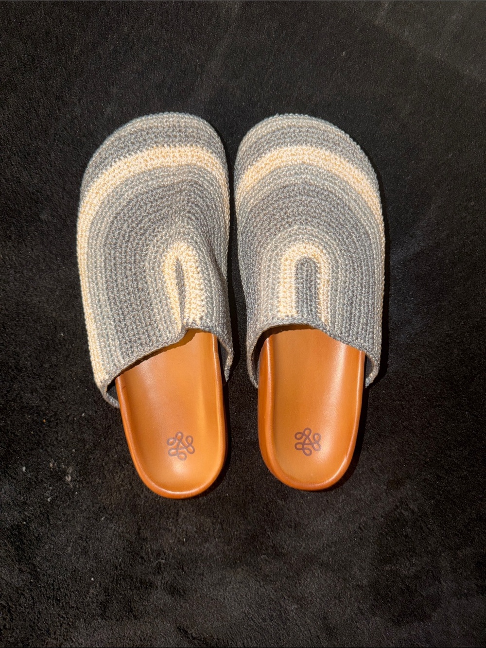The Sak Womanβs Blue and Cream Knit Slip-On Sandals